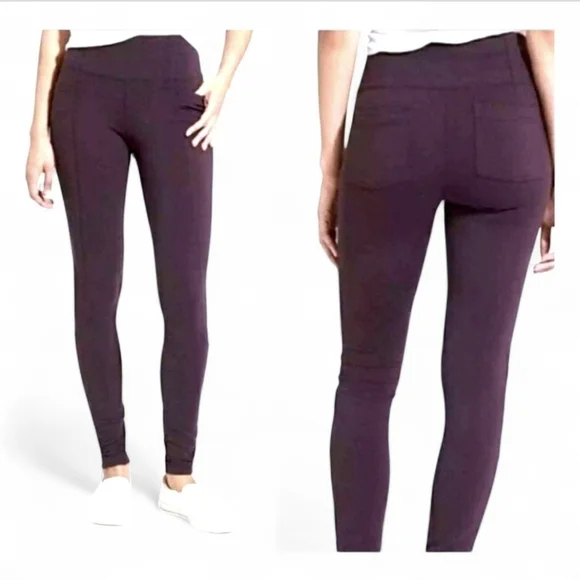 Athleta High Waisted Metro Leggings W/ Front & Back Pockets Plum Size XS - Picture 6 of 16